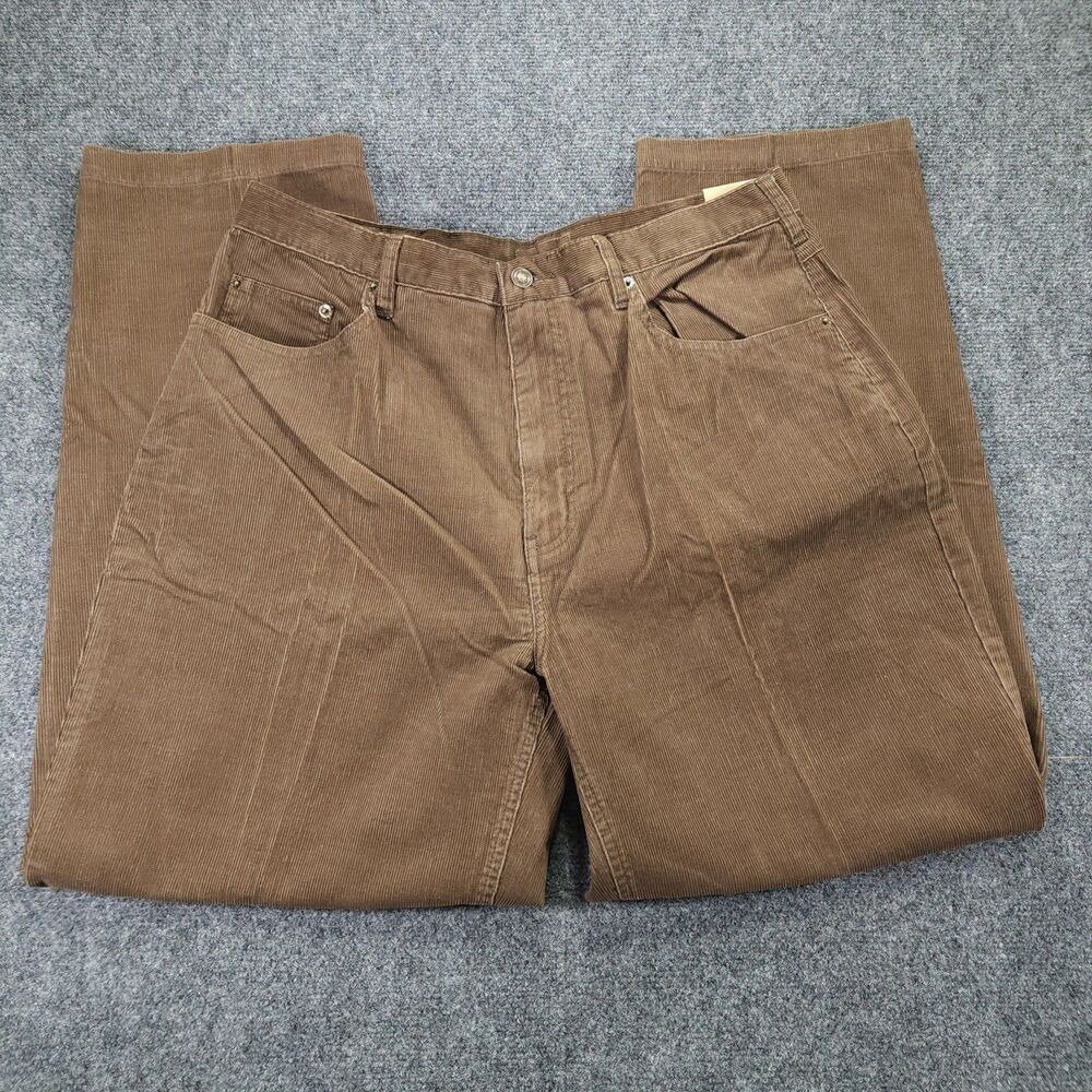 Perry Ellis America Vintage Corduroy Pants Men's 36x30 Brown Straight Leg